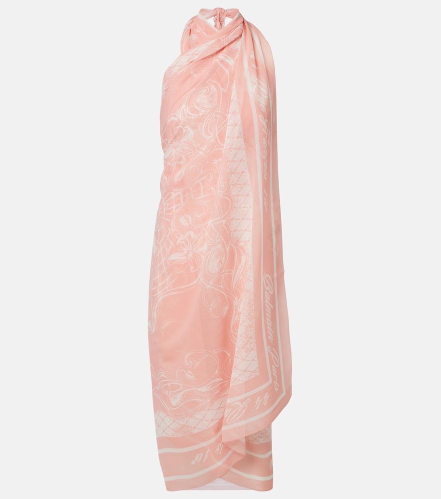 balmain printed silk beach cover-up