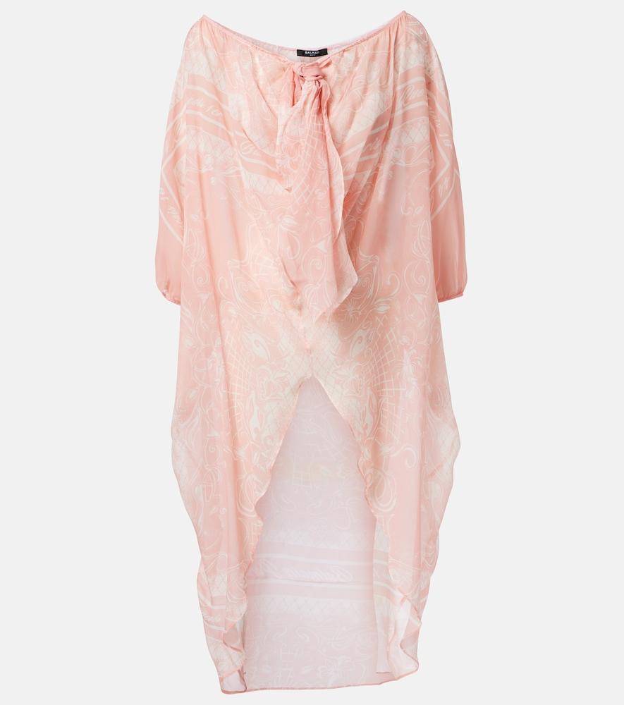 balmain printed silk beach dress