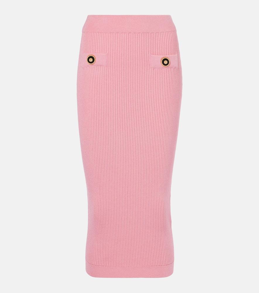 balmain ribbed-knit midi skirt