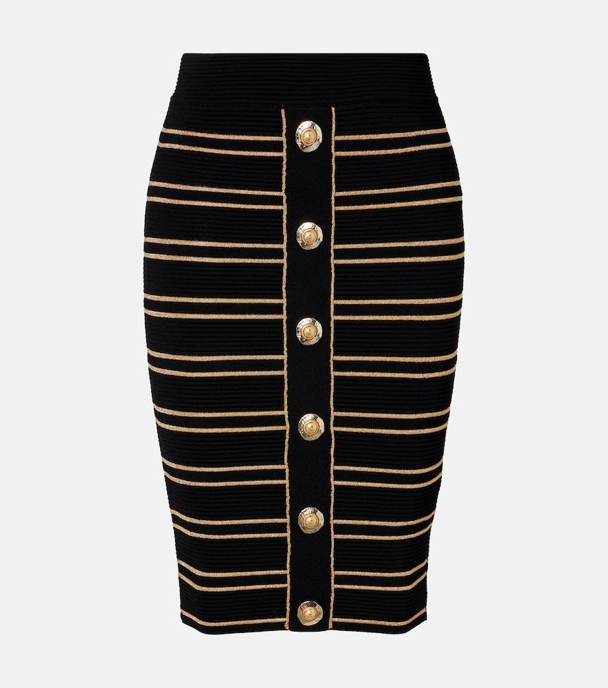 balmain ribbed-knit striped miniskirt