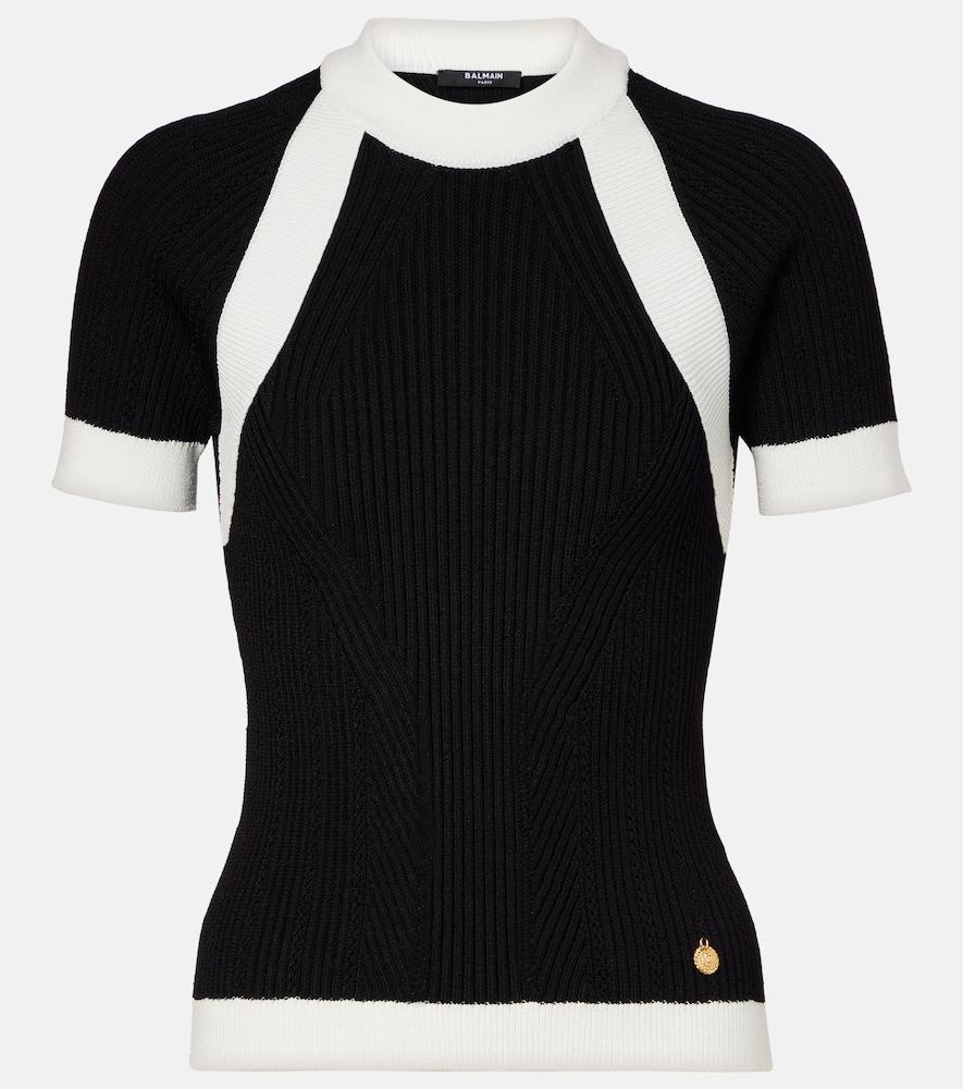 balmain ribbed-knit top