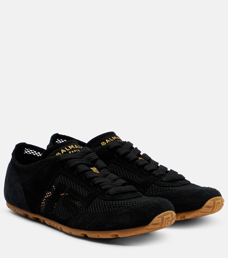 balmain runner suede-trimmed sneakers