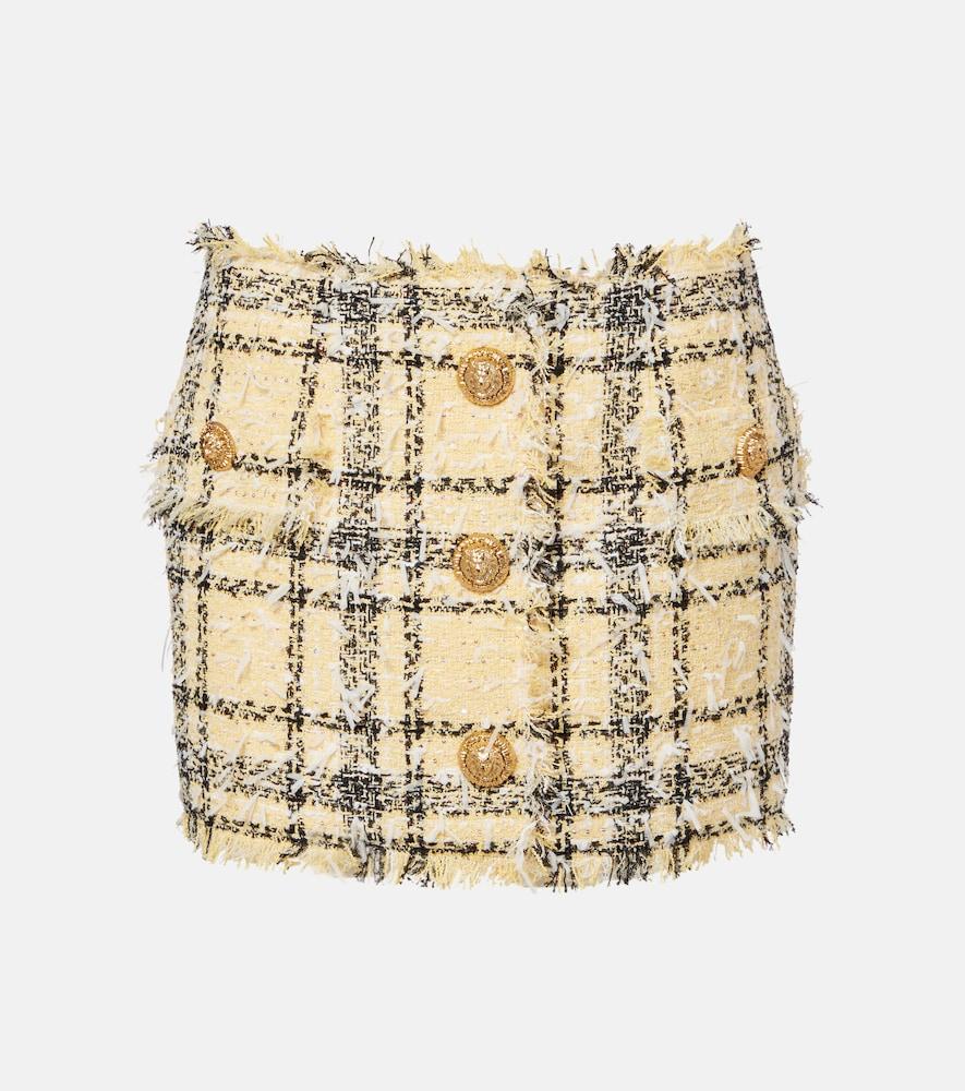 balmain sequined cotton-blend tweed miniskirt