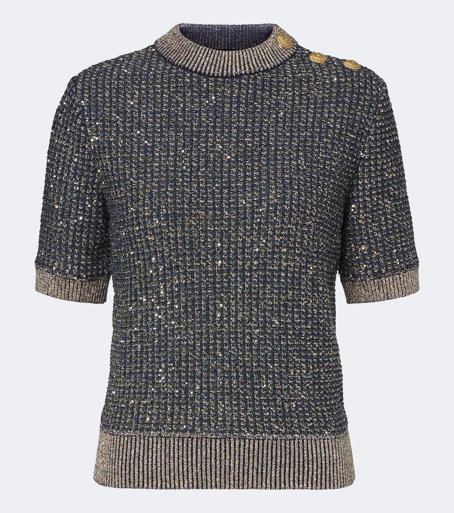 balmain sequined lamé sweater