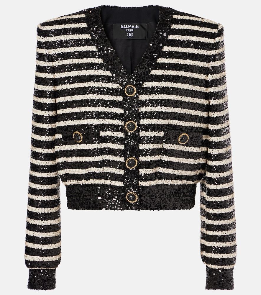 balmain sequined striped jacket