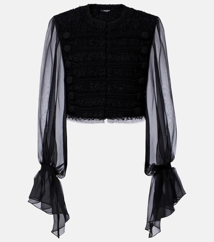 balmain silk-trimmed bouclé jacket