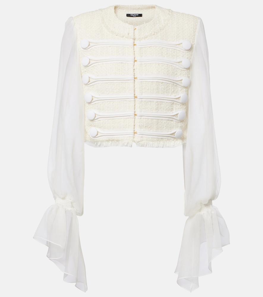 balmain silk-trimmed bouclé jacket