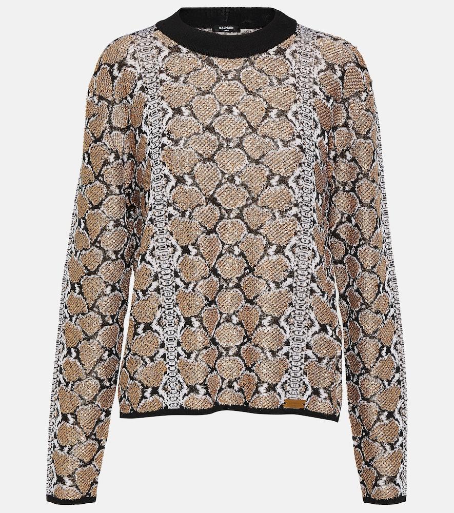 balmain snake-effect jacquard sweater