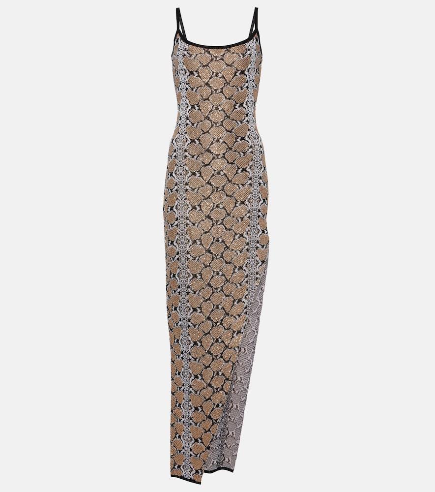 balmain snake-print maxi dress