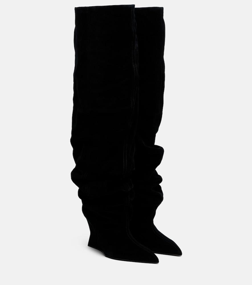 balmain suede over-the-knee boots