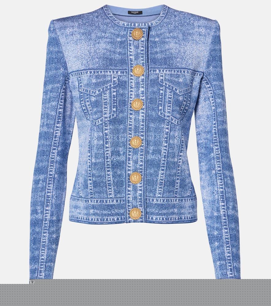 balmain trompe l'oeil jacquard cardigan