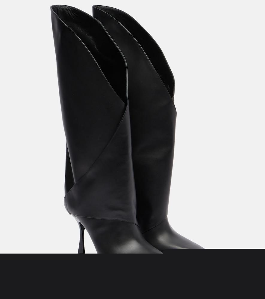 balmain twist 95 leather knee-high boots