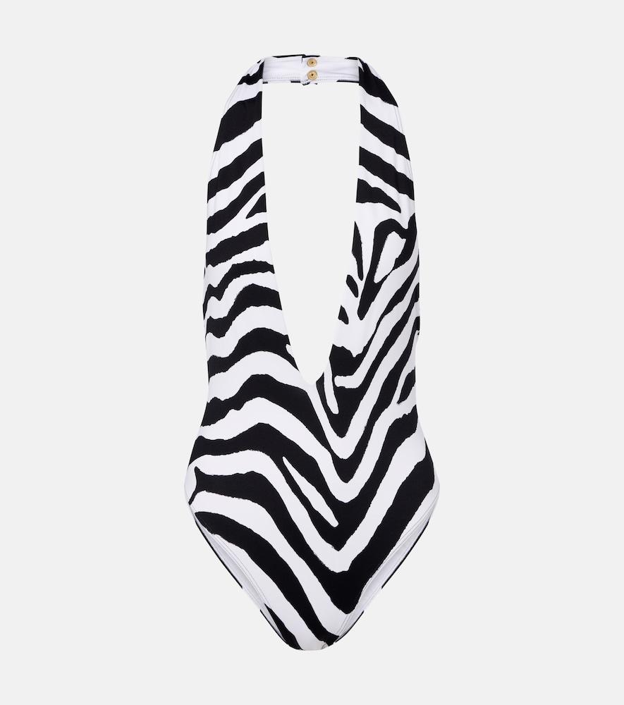 balmain zebra-print swimsuit