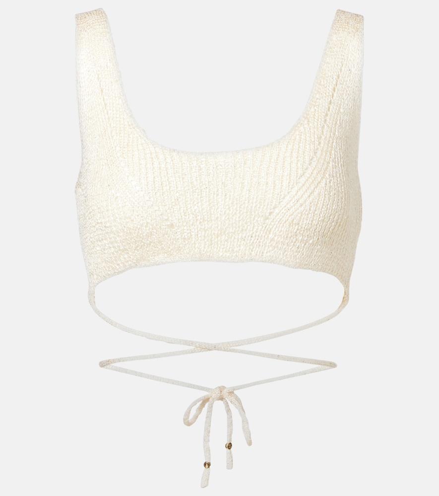 bananhot alma sequined knitted bikini top