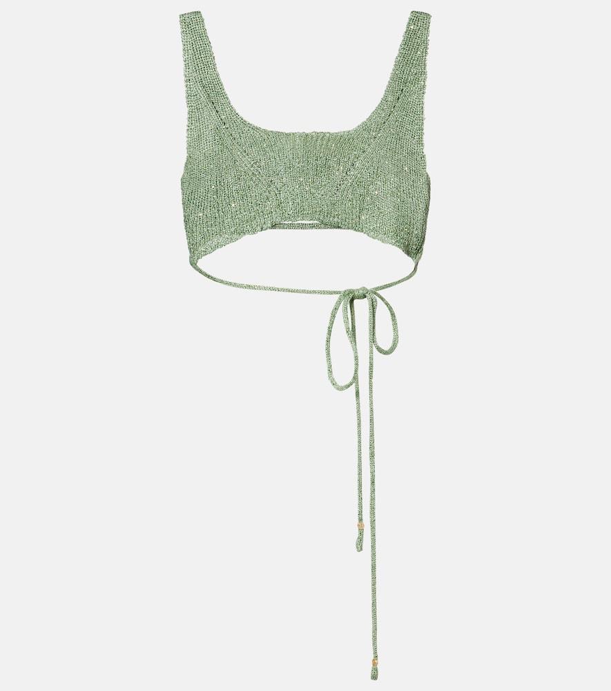bananhot alma sequined knitted crop top