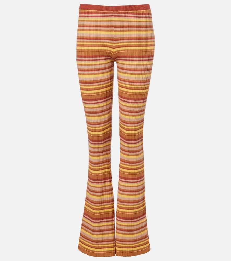 bananhot ann ribbed-knit striped flared pants