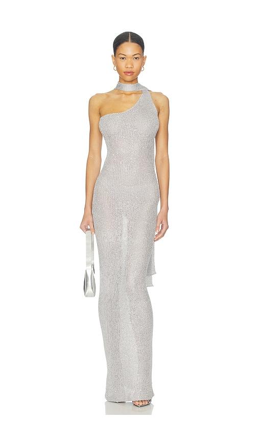 bananhot aretha maxi dress in metallic silver. - size m/l (also in xl)