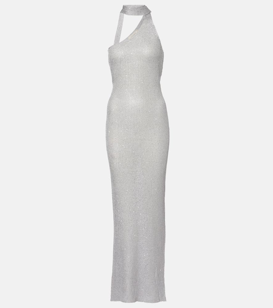 bananhot aretha sequined one-shoulder maxi dress