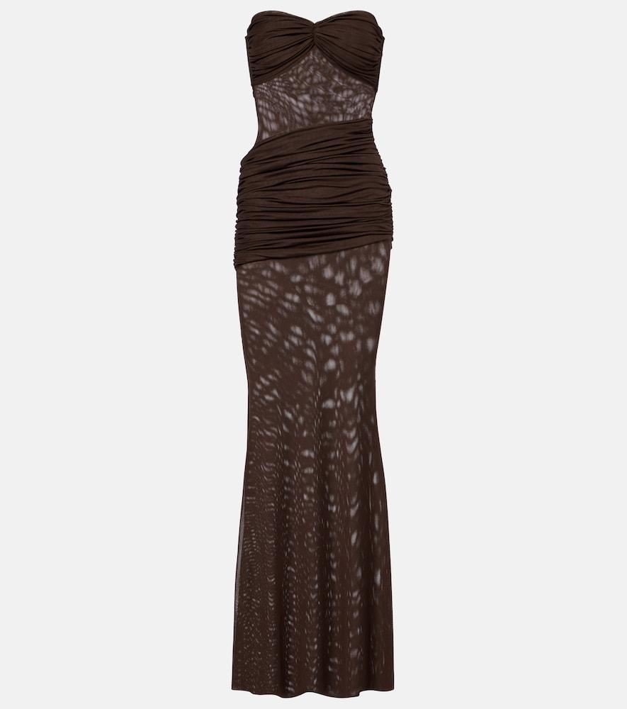 bananhot erica ruched strapless maxi dress
