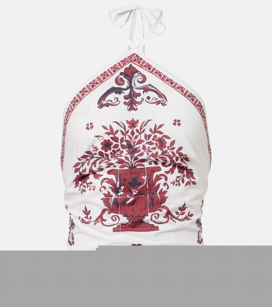 bananhot gemine printed cotton halterneck top