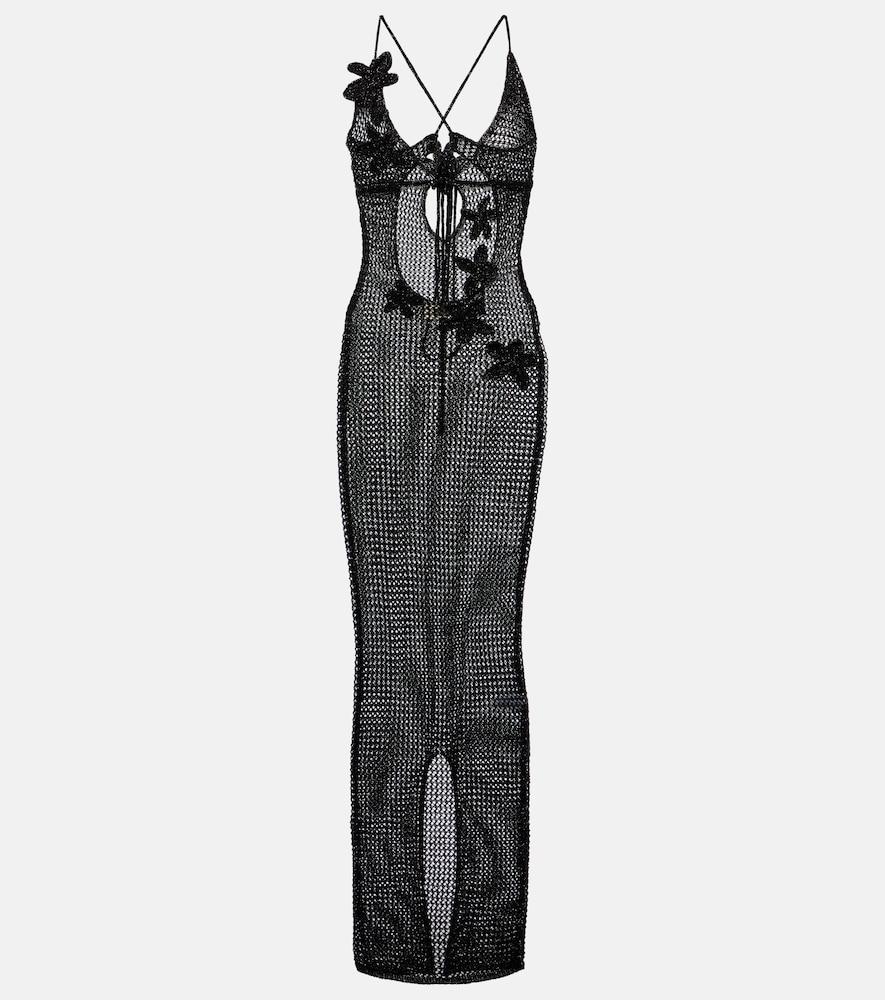 bananhot hilsa open-knit lamé maxi dress