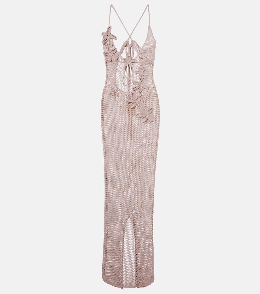 bananhot hilsa open-knit lamé maxi dress