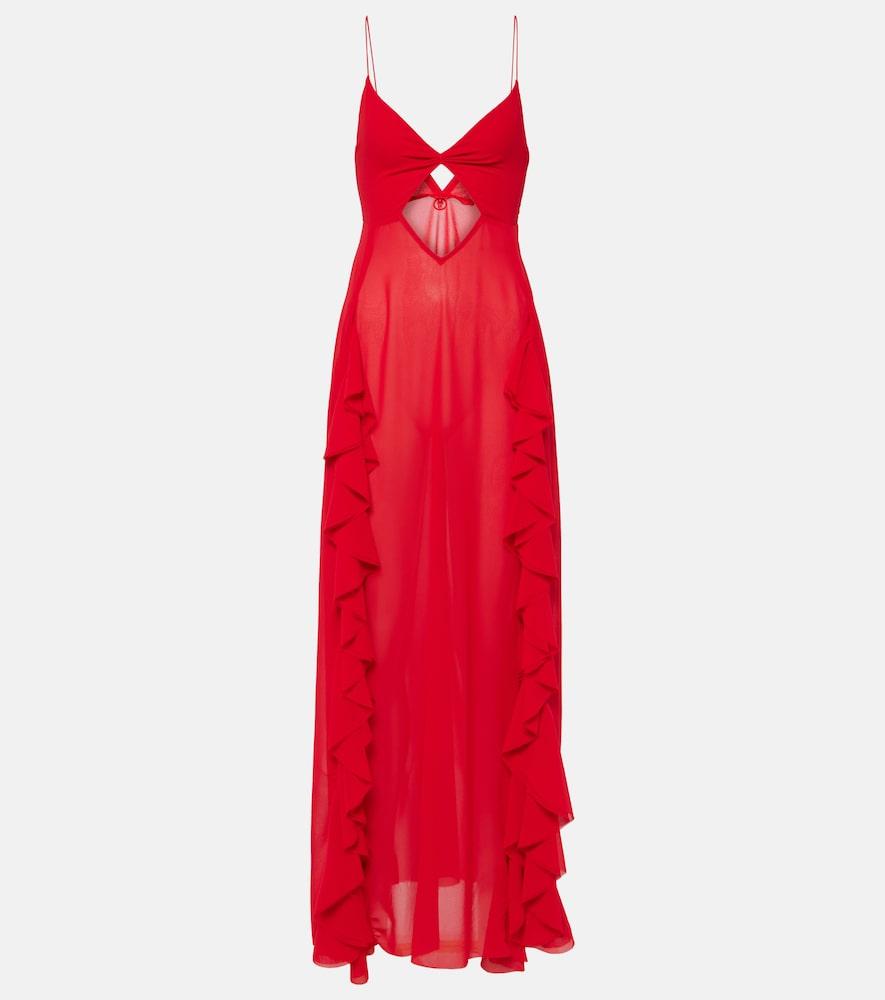 bananhot isabel ruffled cutout maxi dress