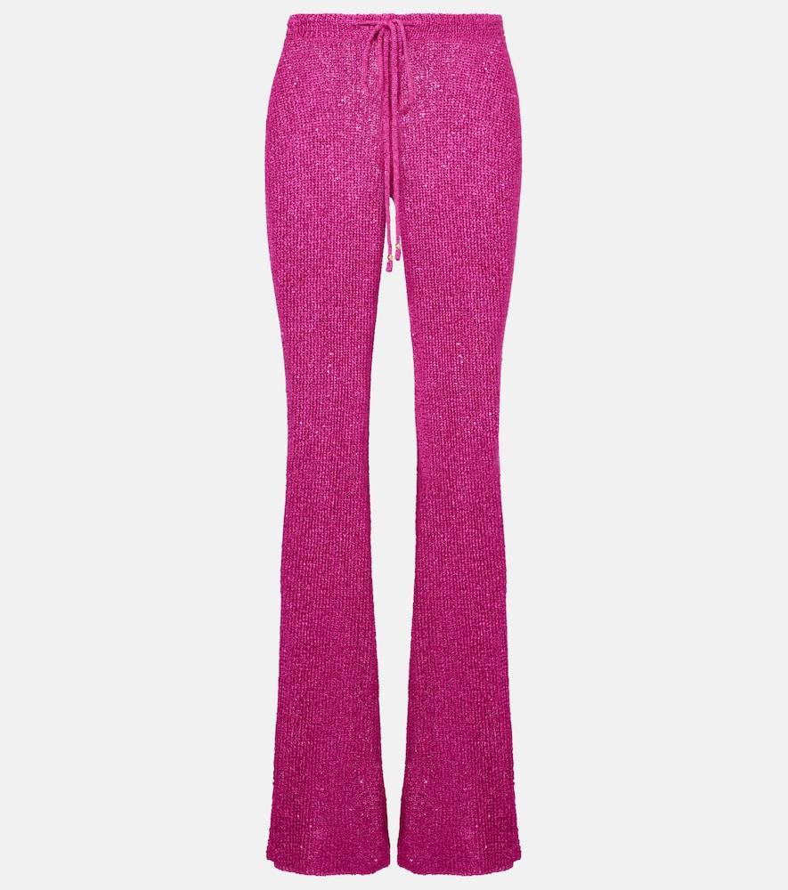 bananhot liz knitted sequined flared pants