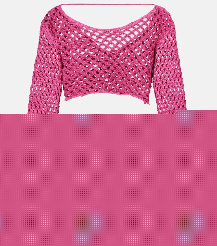 bananhot magen crochet cotton-blend crop top