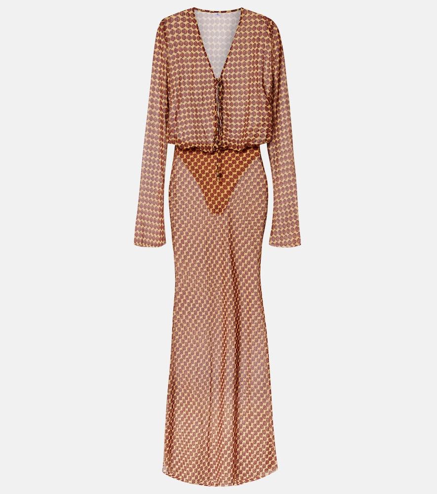 bananhot nema printed sheer maxi dress