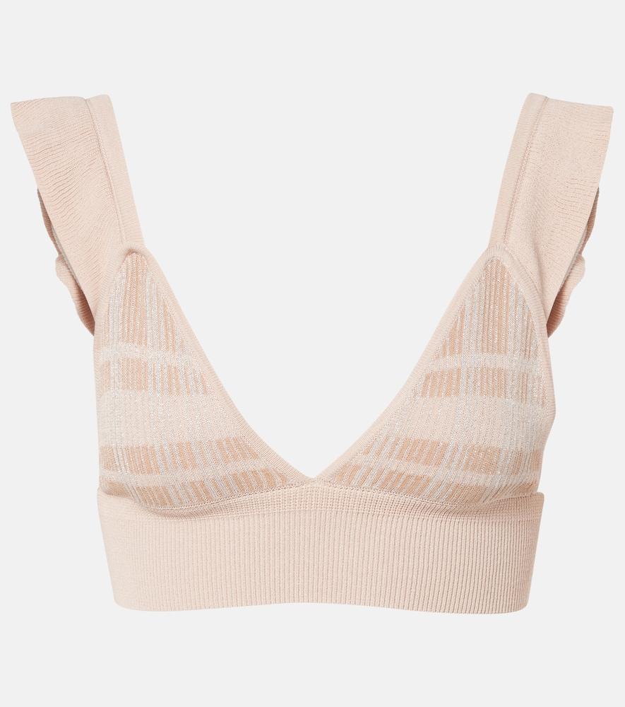 bananhot petra checked ribbed-knit bra top