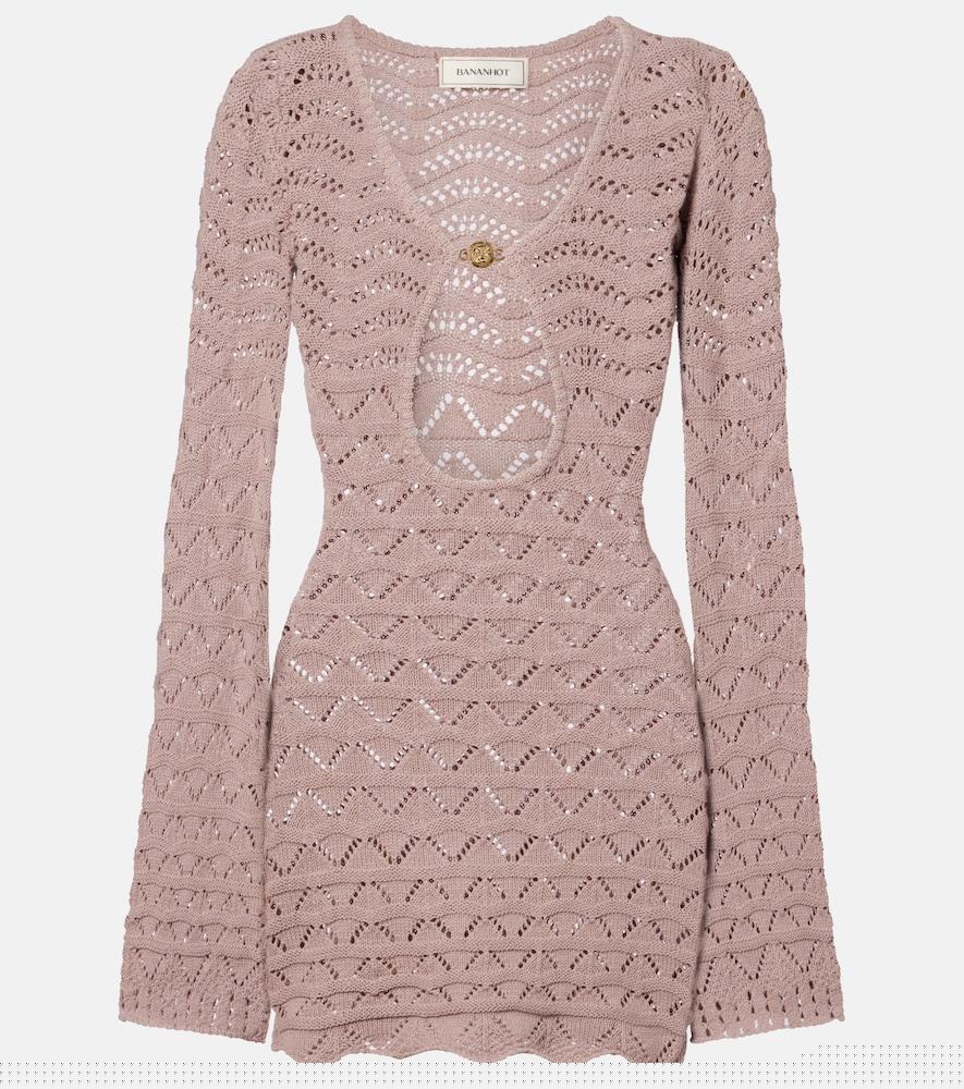 bananhot rey knitted cotton-blend minidress