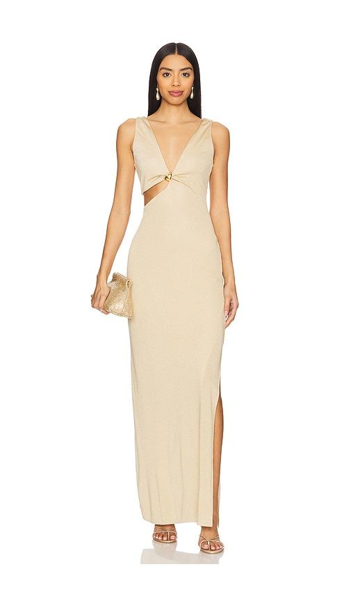 baobab brigitte dress in metallic gold. - size m (also in s, xl)