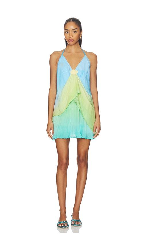 baobab cassis mini dress in green, blue. - size l (also in xs, s, m, xl)