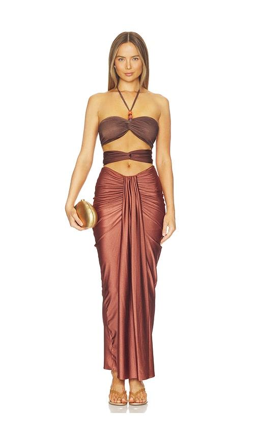 baobab dawn maxi dress in metallic copper. - size l (also in s, m, xl)
