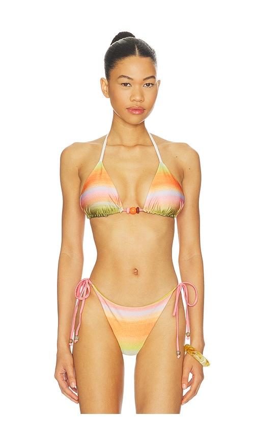 baobab kaia bikini top in green,orange. - size s (also in xl, xs)