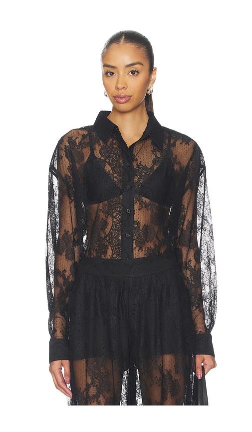bardot aleida oversized lace shirt in black. - size 2 (also in 4, 6, 8)