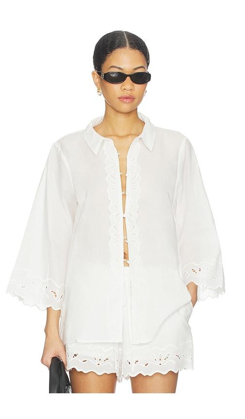 bardot aleria cotton shirt with trim in white. - size 10 (also in 4, 2, 6, 8)