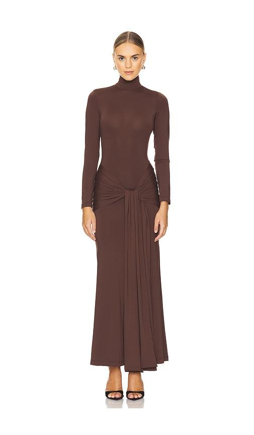 bardot alix maxi tie front dress in chocolate. - size 4 (also in 6, 8)
