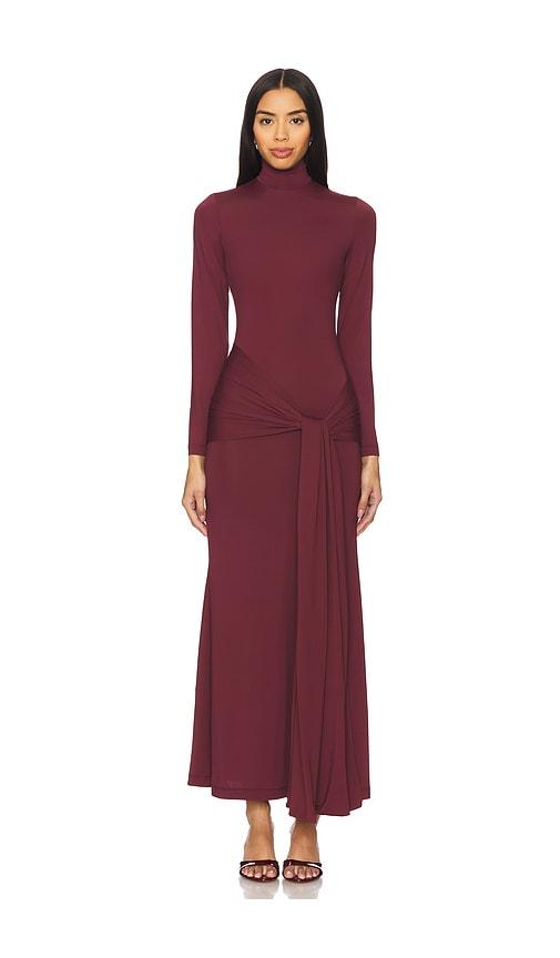 bardot alix maxi tie front dress in wine. - size 2 (also in 4, 6, 8)