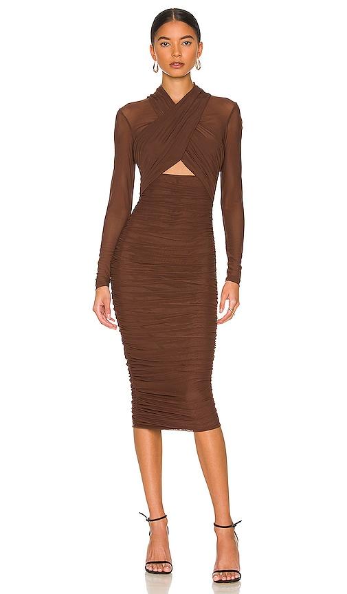 bardot aliyah dress in chocolate. - size l (also in xs, s, m)