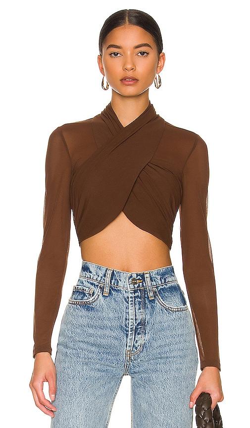 bardot aliyah top in chocolate. - size xl (also in l)