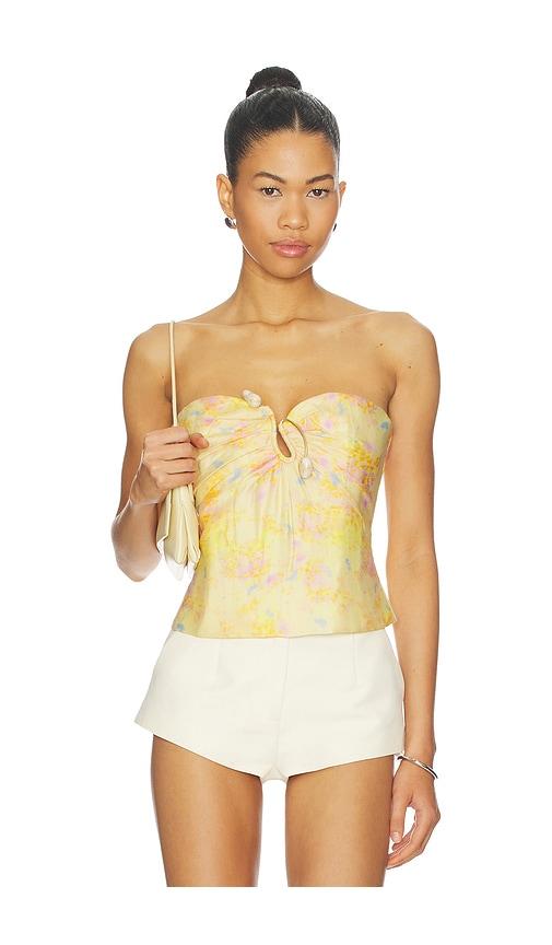 bardot amina strapless top in lemon. - size 10 (also in 2, 4, 6, 8)