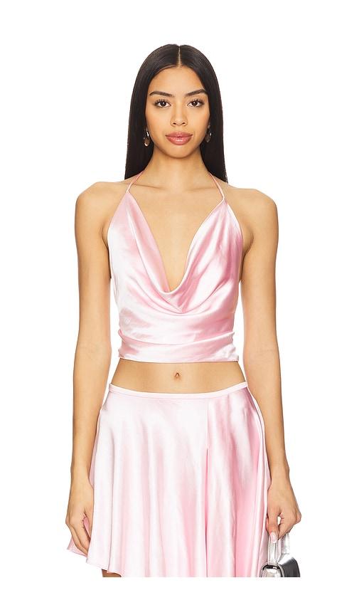 bardot andreama satin halter top in blush. - size 10 (also in 12, 6, 8)
