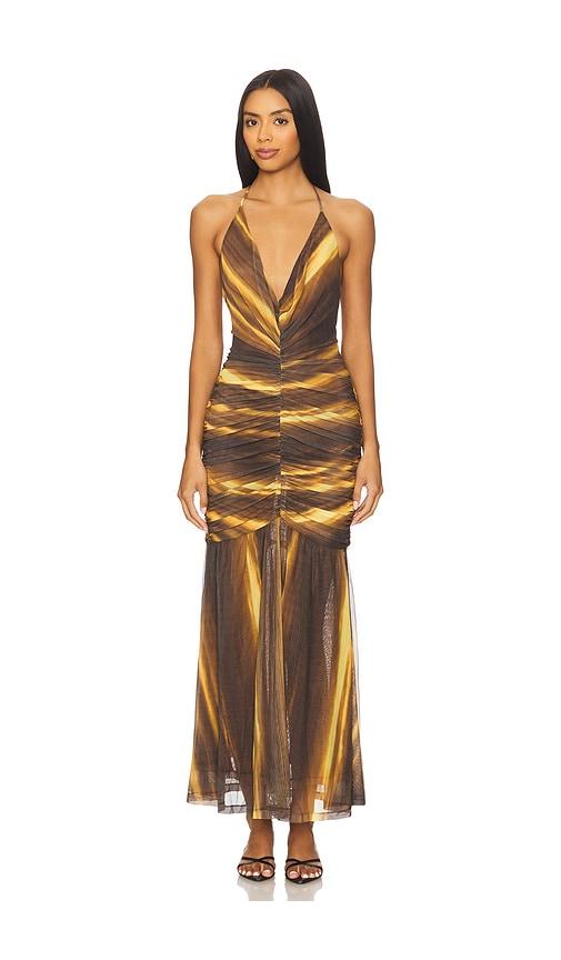 bardot aries mesh maxi dress in brown. - size 10 (also in 12, 6, 8)