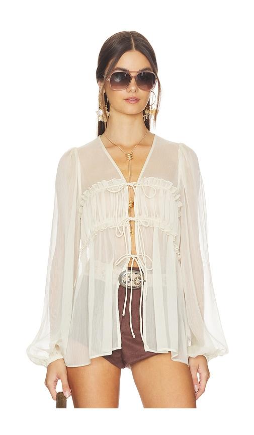 bardot ashton sheer blouse in beige. - size 4 (also in 6, 8)