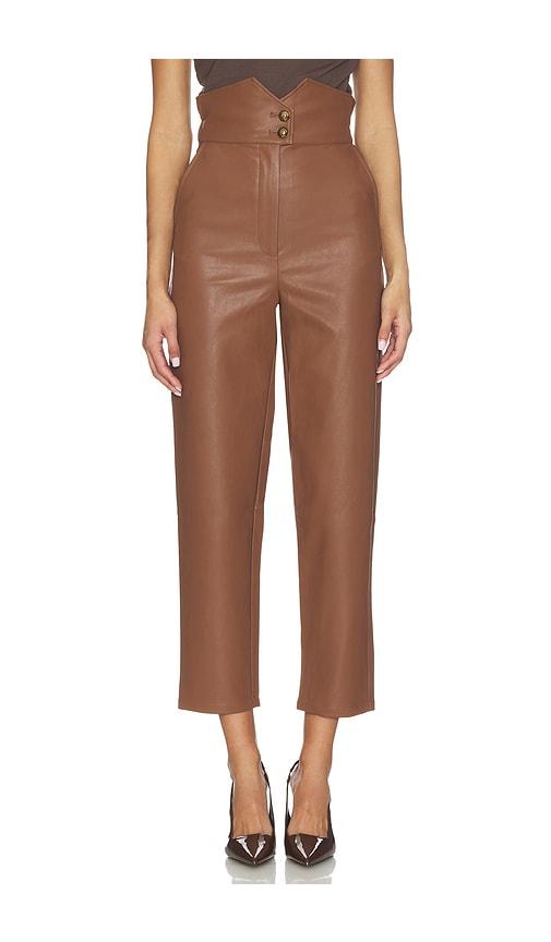 bardot aster faux leather pant in brown. - size 10 (also in 12, 2, 4, 6, 8)