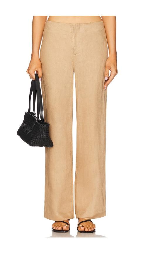 bardot balia hipster linen pant in beige. - size 12 (also in 4, 6)