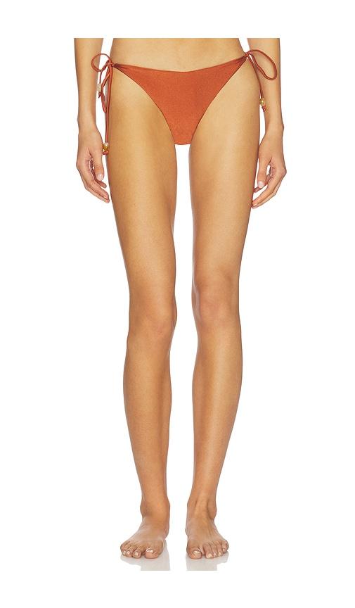 bardot blakely tie bikini bottoms in rust. - size l (also in s)