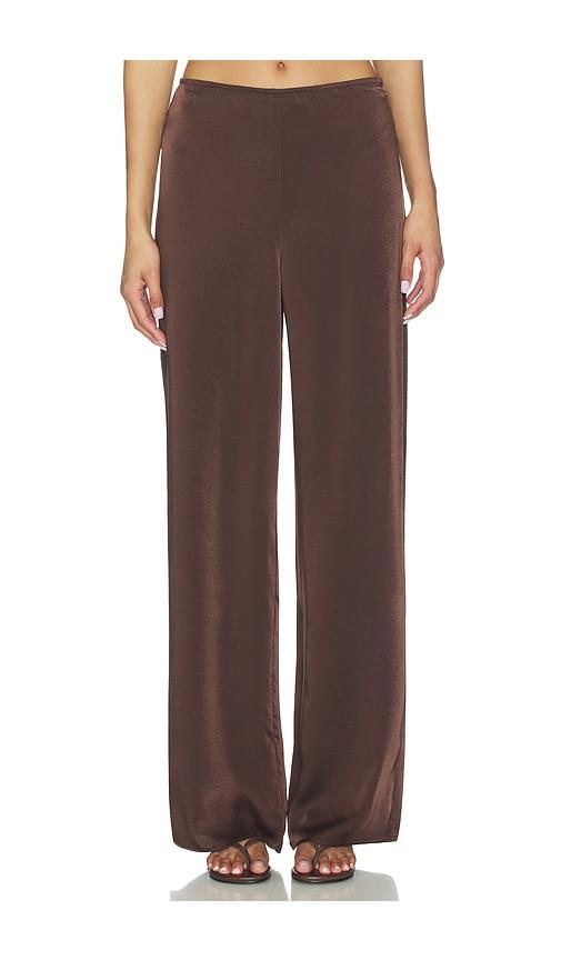 bardot devin mid rise satin pant in chocolate. - size 10 (also in 2, 4, 6, 8)